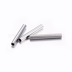 変色しにくい304ステンレススチールチューブビーズ  ステンレス鋼色  15x2mm  穴：1.5mm&nbsp;STAS-F174-16P-A