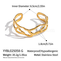 女性用 304 ステンレススチール製中空カフバングル  18KGP本金メッキ  内径：2-1/2インチ（6.5cm）&nbsp;AP7431-1
