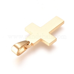 304ステンレスペンダント  クロス  ゴールドカラー  18x12x1.5mm  穴：6x2.5mm&nbsp;STAS-L210-09G