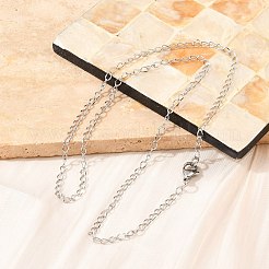 変色しにくい304ステンレススチールのツイストチェーンネックレス  カニカン付き  ステンレス鋼色  17.7インチ（45cm）  2mm&nbsp;STAS-O053-18P