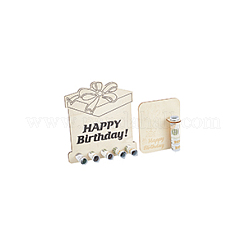誕生日おめでとうレーザーカット木製マネーホルダーディスプレイスタンド  ギフトボックスの形  小麦  16.8x15.95cm&nbsp;AJEW-FG0004-31