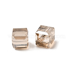 電気メッキガラスビーズ  キューブ  多面カット  ペルー  7x7x7mm  穴：1.6mm&nbsp;EGLA-G040-01A-PL03