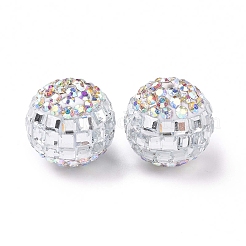 樹脂粘土ラインストーンビーズ  パヴェボールディスコビーズ  ラウンド  クリスタル  16~17mm  穴：1.8mm&nbsp;RB-L029-04A