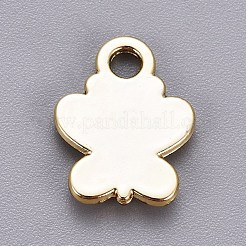 ライトゴールドメッキの合金チャーム  エナメル  蝶  ホワイト  15x11.5x2mm  穴：2mm&nbsp;ENAM-L029-05KCG