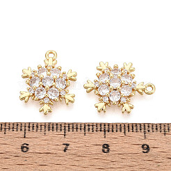 真鍮マイクロパヴェクリアキュービックジルコニアペンダント  スノーフレーク  18KGP本金メッキ  19x15x3mm  穴：1.2mm&nbsp;X-ZIRC-S068-046-NF