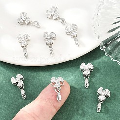 シェグレース 真鍮 マイクロパヴェ キュービックジルコニア アイスピック ピンチベイル  クローバー  カドミウムフリーと鉛フリー＆ニッケルフリー  長持ちメッキ  プラチナ  14.5x9.5x6mm  穴：9.5x6mm  ピン：1mm&nbsp;XGRQ5K901-828P