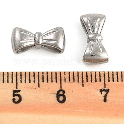 変色しない304ステンレススチールリンク  蝶結びコネクターチャーム  ステンレス鋼色  6x12.5x4mm  穴：4x2mm&nbsp;STAS-L082-003P-02