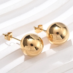 304ステンレススチールスタッドピアス  18KGP本金メッキ  ラウンド  12mm&nbsp;EJEW-U060-02C-G
