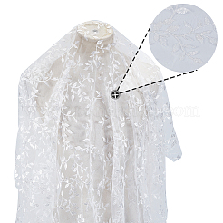 ポリエステルリーフレース刺繍生地  服装アクセサリー  ホワイト  1600~1610x0.7mm  1ヤード/個&nbsp;DIY-WH20081-073B
