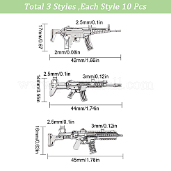30個3スタイルチベットスタイルアロイペンダント  銃/ライフル  カドミウムフリー＆鉛フリー  アンティークシルバー  42~45x14~17x2.5~3mm  穴：2~2.5mm  10個/スタイル&nbsp;TIBEP-SC0002-18