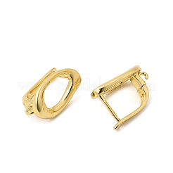 楕円形の真鍮製フープピアスの金具  長持ちメッキ  ループでラッチバック  ゴールドカラー  18x11x12mm  穴：1.4mm  ピン：1.1mm&nbsp;KK-Z154-01G
