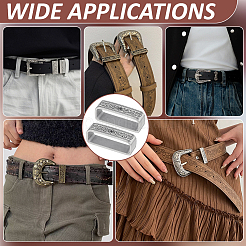 304ステンレススチールベルトキーパーリング2個  メンズ ベルト バックル アクセサリー用  模様の長方形  アンティークシルバー  45x12x17mm  内径：40.5x13mm&nbsp;FIND-PH0061-84B