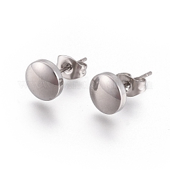 304ステンレススチールスタッドピアス  低刺激性のイヤリング  耳ナッツ  フラットラウンド  ミックスカラー  7.5x3.5mm  ピン：0.6mm  6のペア/カード&nbsp;EJEW-I235-08