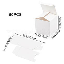 折りたたみ式の厚紙紙のアクセサリー箱  ギフト包装箱  ホワイト  7x7x7cm&nbsp;CON-WH0072-34B