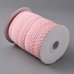 片端トリミング付きポリエステル弾性コード  フラット  ピンク  13mm&nbsp;LS-EC-WH0020-06F