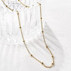 304ステンレススチールサテライトチェーンネックレス  カニカン付き  ゴールドカラー  17.91インチ（45.5cm）&nbsp;X-NJEW-L173-012-G