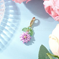 花のポリマー粘土とガラスのペンダント装飾  合金製カニカン付き  ミディアム蘭  41mm&nbsp;HJEW-MZ00327-06