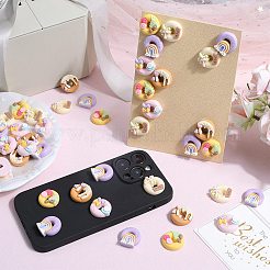 50 個 5 スタイル不透明樹脂模造食品カボション  ドーナツ  ミックスカラー  22~24x22~24x8~9.5mm  10個/スタイル&nbsp;RESI-SC0002-94