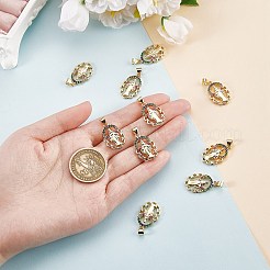 10個ラックメッキ真鍮マイクロパヴェキュービックジルコニアペンダント  18KGP本金メッキ  長持ちメッキ  聖母マリアと花  カラフル  23x14.5x3mm  穴：3.5x3mm&nbsp;KK-SZ0001-88