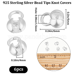 スターリングシルバーのつぶし玉カバー6個925個  銀  6x5x4mm  穴：1.5mm&nbsp;STER-BBC0002-24