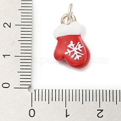 クリスマステーマの合金エナメルペンダント  丸カン付き  手袋  17.5x11x6mm  穴：5mm&nbsp;FIND-I063-01B