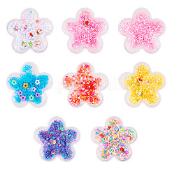 塩ビ樹脂カボション  スパンコール付き/スパンコール  花  スナップヘアクリップ作成用  ボビーピンアクセサリーのDIY  ミックスカラー  51x53x4mm&nbsp;KY-TAC0002-06