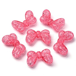 透明なクラックルアクリルビーズをメッキ  蝶結び  ピンク  16.5x27x7.5mm  穴：2.2mm&nbsp;MACR-D024-17-01