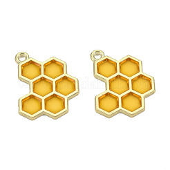 エポキシ樹脂ペンダント  環境に優しい合金のパーツ  カドミウムフリーと鉛フリー＆ニッケルフリー  ハニカム  ゴールデンロッド  21x17.5x1.5mm  穴：1.6mm&nbsp;RESI-Q213-001-NR