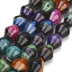 天然石瑪瑙ビーズ連売り  染め＆加熱  双円錐形  ミックスカラー  15~17.5x13~14.5mm  穴：1.2~1.4mm  約25個/連  15.39''（39.1センチメートル）&nbsp;GG-L001-D02-02A