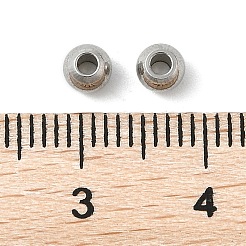 変色防止丸型201ステンレススチールスペーサービーズ  ステンレス鋼色  4x3.5mm  穴：1.5mm&nbsp;STAS-E082-08