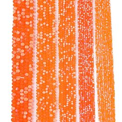 透明ガラスビーズ連売り  多面カット  艶消し  半分ABカラーメッキ  ロンデル  ダークオレンジ  2.9~3.3x2mm  穴：0.7mm  約135~140個/連  32~34cm&nbsp;LS-EGLA-A044-T2mm-MB25