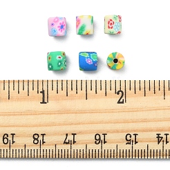 150個6色手作りポリマークレイビーズ  花を持つ列  ミックスカラー  6x5mm  穴：1mm  25個/カラー&nbsp;CLAY-FS0001-21