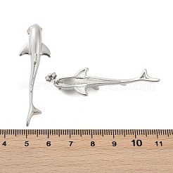 真鍮製スタンドピアス  魚  プラチナ  50x15mm&nbsp;EJEW-C134-03P