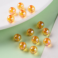 透明なアクリルビーズ  ABカラーメッキ  ラウンド  オレンジ  8x7mm  穴：2mm  約478個/137g&nbsp;LS-MACR-S370-B8mm-724