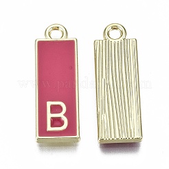 26本26スタイルアロイエナメルペンダント  カドミウムフリー＆鉛フリー  頭文字の長方形  ライトゴールド  a～zの文字  23.5x8x2mm  穴：1.8mm  1個/スタイル&nbsp;ENAM-SZ0001-49LG