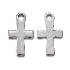 変色しない304ステンレススチールチャーム  レーザー切断  クロス  ステンレス鋼色  12x7x1mm  穴：1.4mm&nbsp;STAS-F255-039P