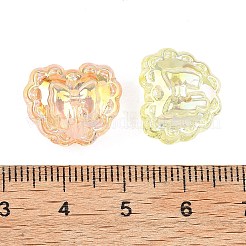 UVメッキ透明アクリルパーツ  虹色の  ちょう結びチャーム付きハート  ミックスカラー  13.5x16x10mm  穴：2.5mm&nbsp;MACR-K361-50