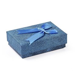 厚紙のジュエリーセットボックス  内部のスポンジパッド付き  長方形  コーンフラワーブルー  9.35x6.3x3cm&nbsp;CBOX-G016-02
