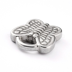 変色しない304ステンレススチールペンダント  蝶  ステンレス鋼色  19x18x4mm  穴：6x4mm&nbsp;STAS-B005-04P