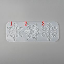 クリスマスDIYスノーフレークシリコンペンダントモールド  レジン型  UVレジン用  エポキシ樹脂ジュエリー作り  ホワイト  230x88x7.5mm&nbsp;X-DIY-P006-31