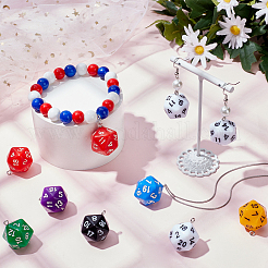 28個7色の不透明アクリルパーツ  プラチナメッキ鉄パーツ  多面カット  多面体サイコロ  D20  ミックスカラー  27.5x20x20mm  穴：2mm  4個/カラー&nbsp;MACR-SC0002-17