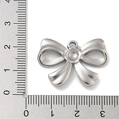 変色防止304ステンレススチールペンダント  ちょう結びチャーム  ステンレス鋼色  20x28x3.5mm  穴：2.2mm&nbsp;STAS-D197-22P-02