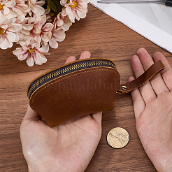 女性用・男性用レザークレジットカードウォレット  ファスナー付き小銭入れ  サドルブラウン  7x11x5.55cm&nbsp;AJEW-WH20007-10B