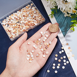 3連売り天然シェルビーズ連売り  ディスク  アンティークホワイト  4.9~6x0.4~6mm  穴：1.4mm  約15.94インチ〜16.14インチ（40.5~41cm）&nbsp;SSHEL-NB0001-44B