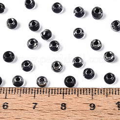 内側が透明な色のガラスシードビーズ  ラウンド  ブラック  4x3mm  穴：1.4~1.5mm  約：7500個/ 450 G&nbsp;SEED-T007-19A-01