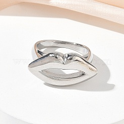 女性用304ステンレススチール指輪  リップ  ステンレス鋼色  14.5x26mm  usサイズ7（17.3mm）&nbsp;SA-CBA289B-08P
