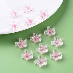 透明なアクリルビーズ  二層ビーズ  クラウン  ショッキングピンク  14x17.5x7mm  穴：2mm  約581個/500g&nbsp;MACR-S373-105-B04
