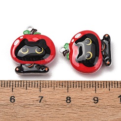 合金ペンダント  猫の形のチャーム  焼き付け塗料  ブラック  19x16.5x6mm  穴：1.2mm&nbsp;PALLOY-A040-03A