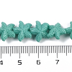 合成サンゴ染め彫刻ビーズ連売り  ヒトデ  ターコイズ  10~11x10x5.5mm  穴：0.8mm  約31個/連  10.04''（25.5センチメートル）&nbsp;CORA-K009-06A-05