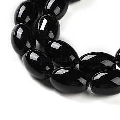 天然ブラックオニキスアゲートビーズ連売り  染め＆加熱  オーバル  17~18x12~12.5mm  穴：2mm  約22個/連  15.91''（40.4センチメートル）&nbsp;G-NH0019-C05-13